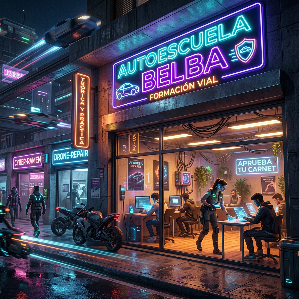Exterior de Autoescuela Belba con personas dentro